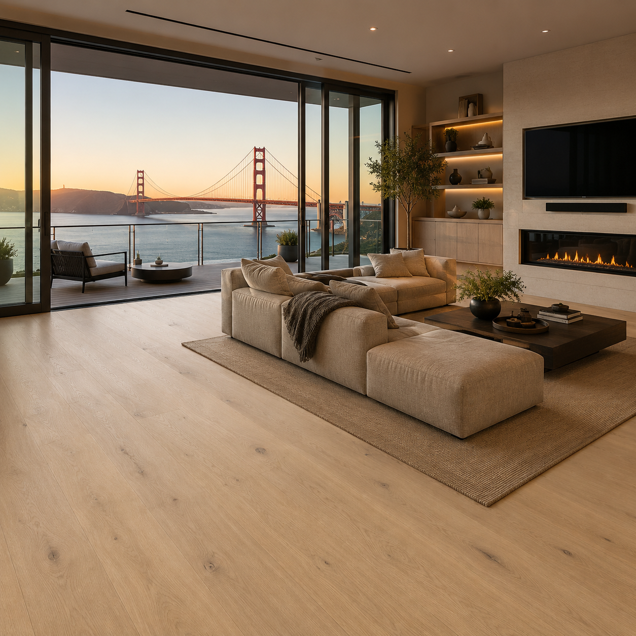 Andante White Oak Wire-Brushed Engineered Hardwood Flooring – Tongue & Groove | 5/8” x 7-5/8” x 96” with 3.5mm Top Layer (20.55 sq. ft./Case)