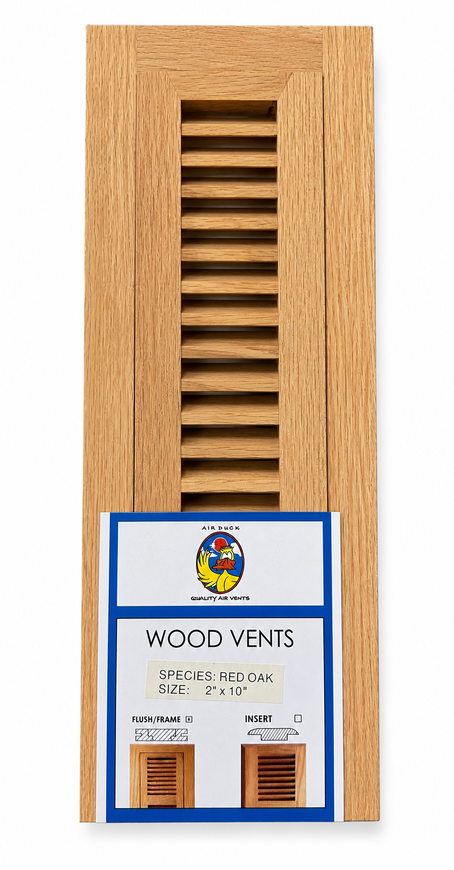 2' X 10' RED OAK FLUSH TRIMLINE UNFINISHED (W/ EZ DAMPER) AIR-DUCK