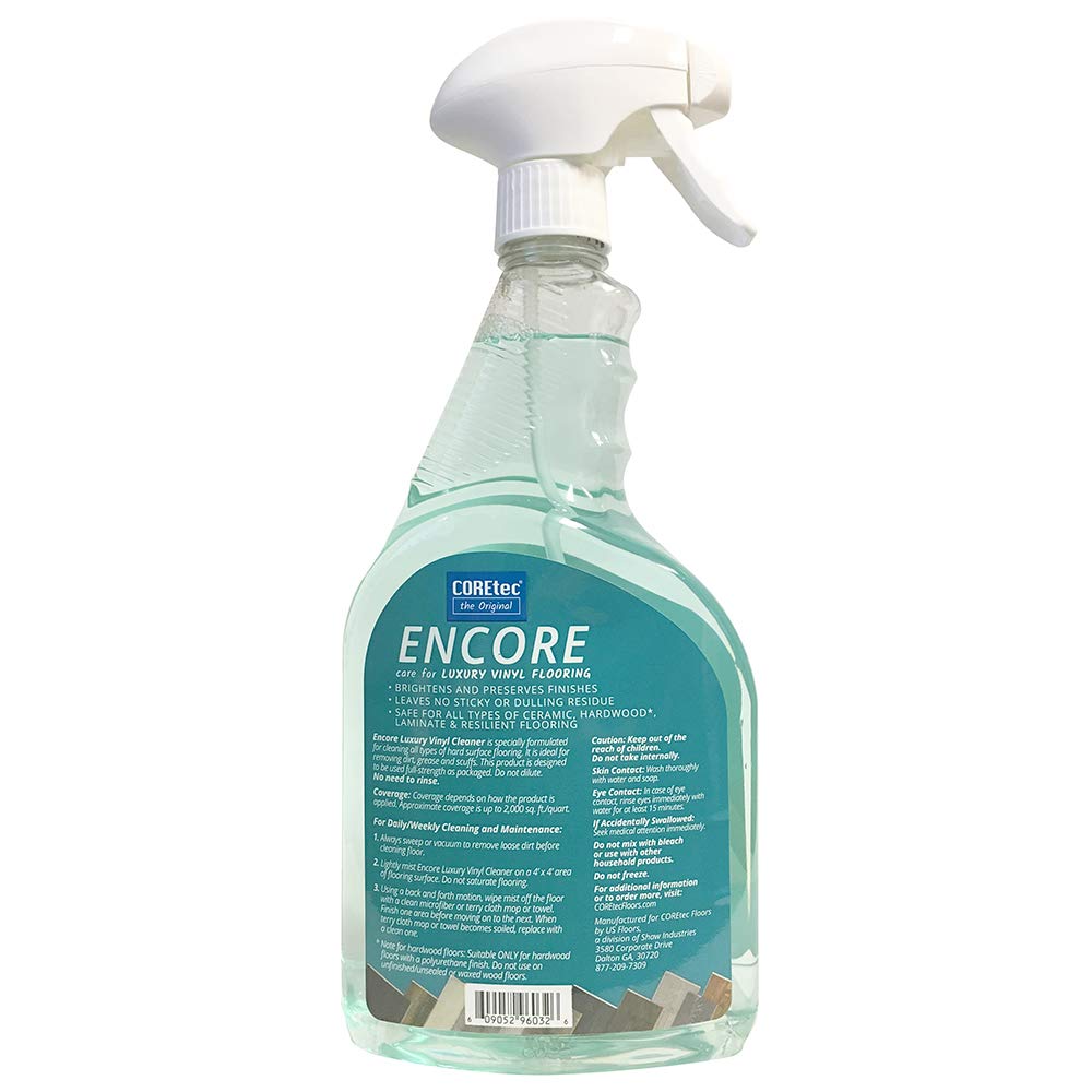 ENCORE 03Z76 Floor Cleaner Care for Luxury Vinyl Flooring Ready To Use 32oz Spray Bottle (Green) (32 Oz) - ShippingFloors