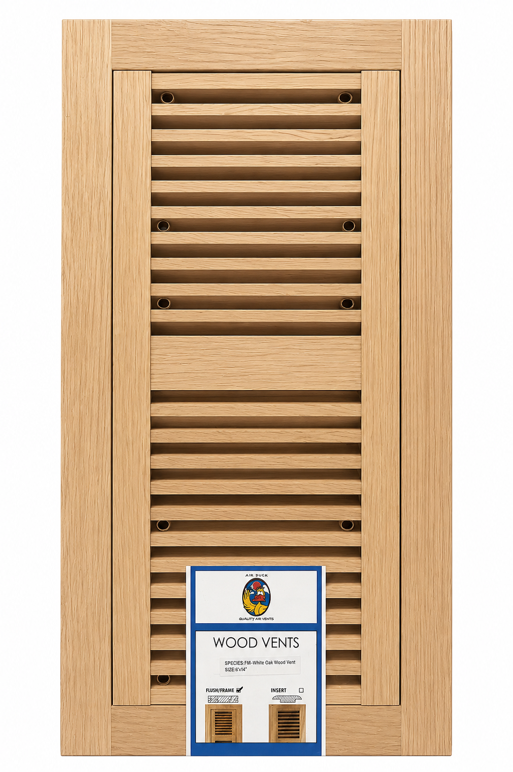 6' X 14' White Oak FLUSH TRIMLINE UNFINISHED (W/ EZ DAMPER) AIR-DUCK