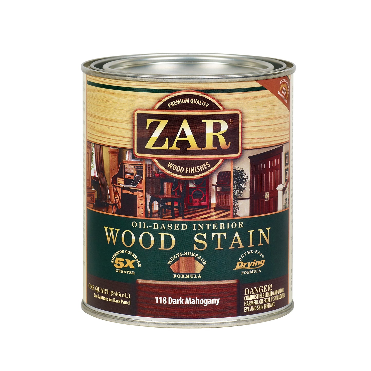 ZAR 11812 Wood Stain, QT, Dark Mahogany - ShippingFloors