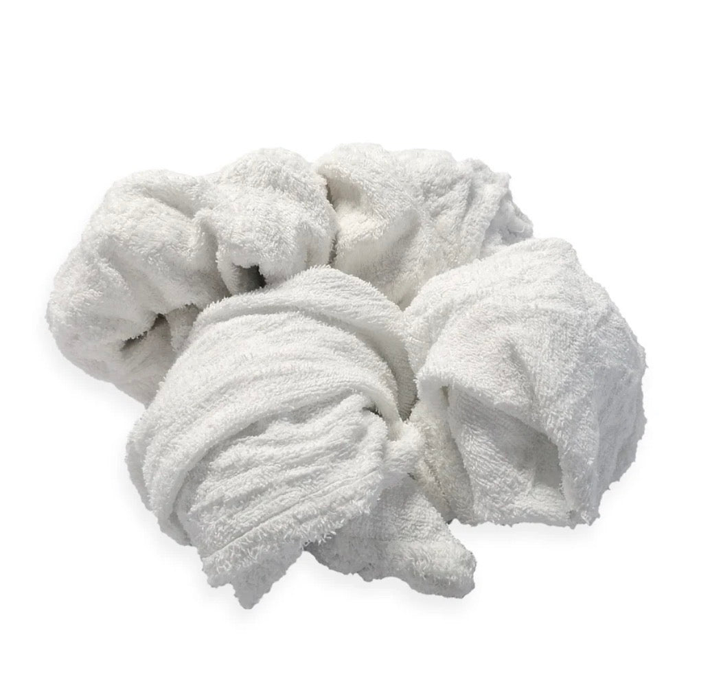 White Terry Towel 100% Cotton Cleaning Rags - 25 lbs. Box- Multipurpose Cleaning - ShippingFloors