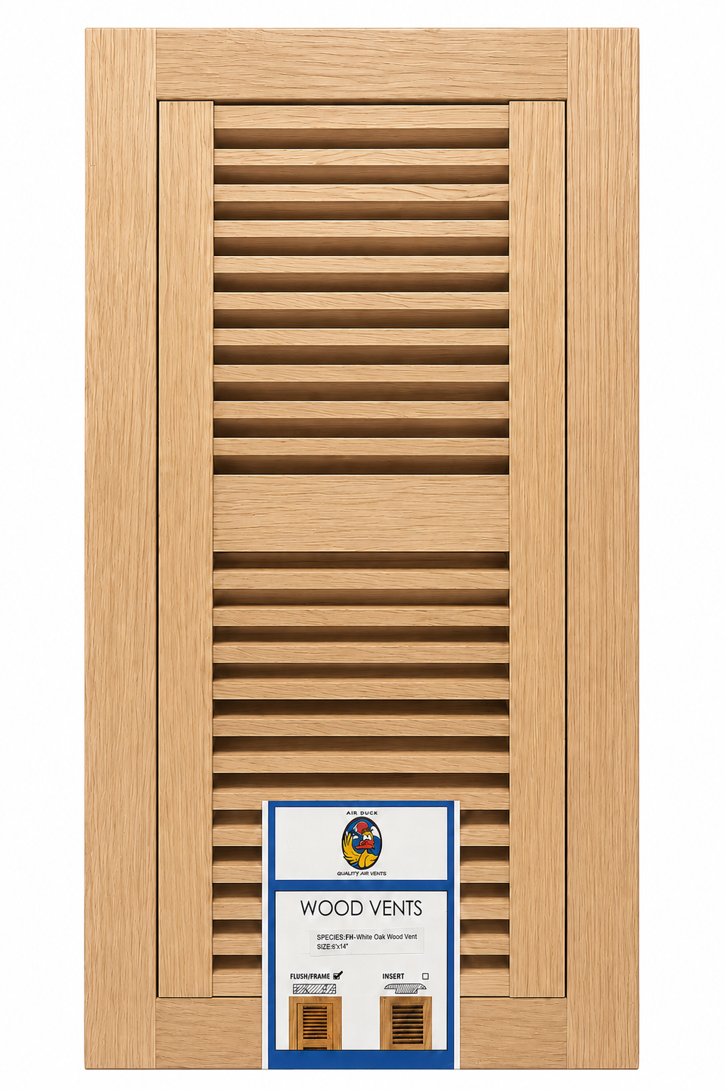 6' X 14' White Oak FLUSH TRIMLINE UNFINISHED (W/ EZ DAMPER) AIR-DUCK