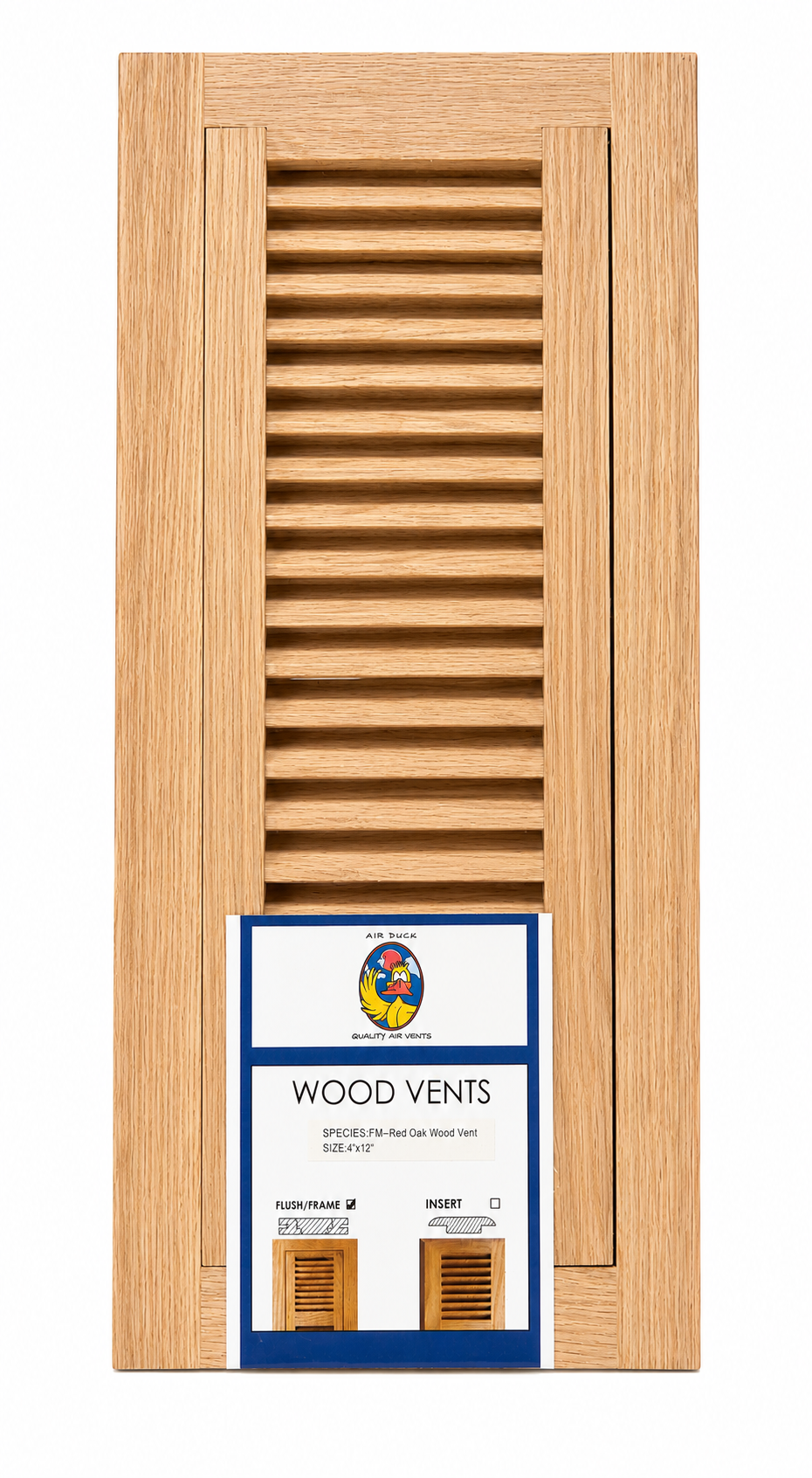 4' X 12' RED OAK FLUSH TRIMLINE UNFINISHED (W/ EZ DAMPER) AIR-DUCK