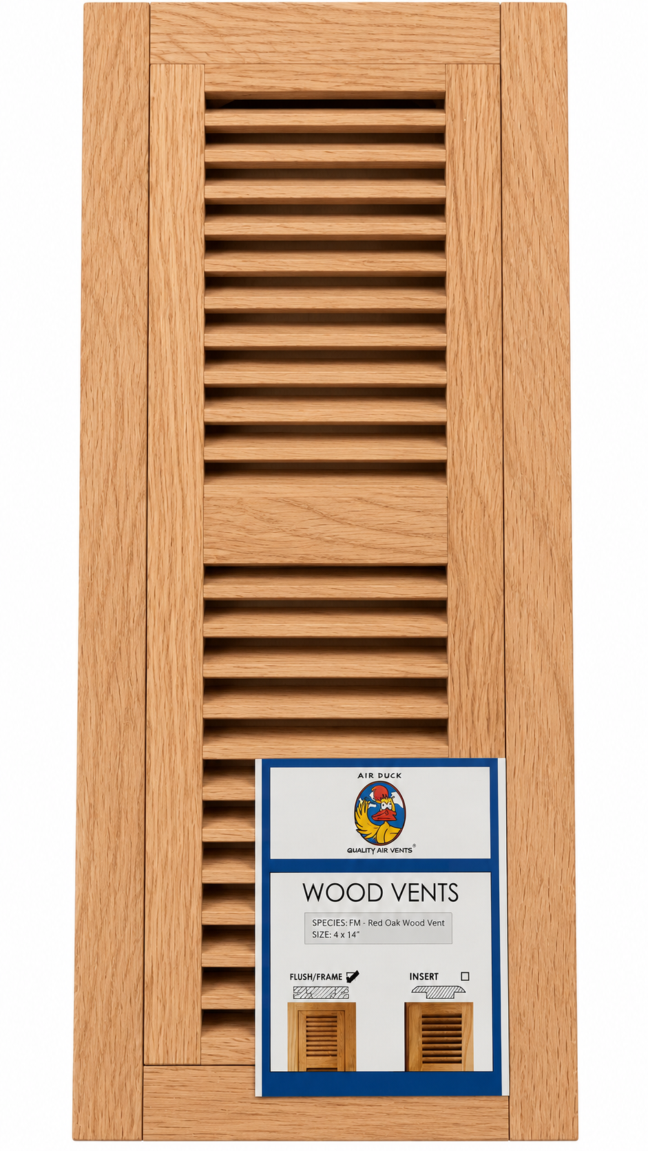 4' X 14' Red Oak FLUSH TRIMLINE UNFINISHED (W/ EZ DAMPER) AIR-DUCK
