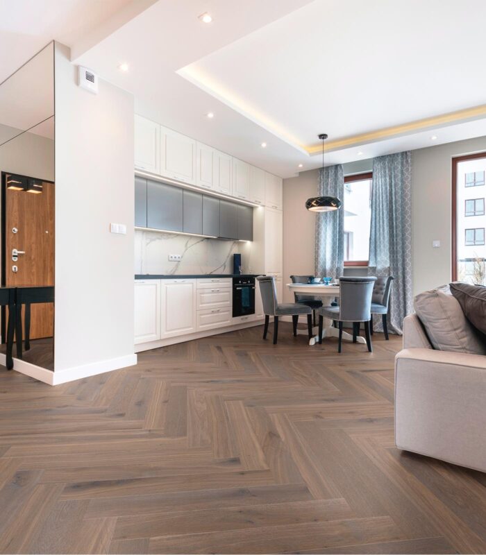 Herringbone Biarritz Western European Oak Flooring, 4.7" x 33" Planks, 9/16" or 13/16" Thick, UV Oil/Urethane Finish