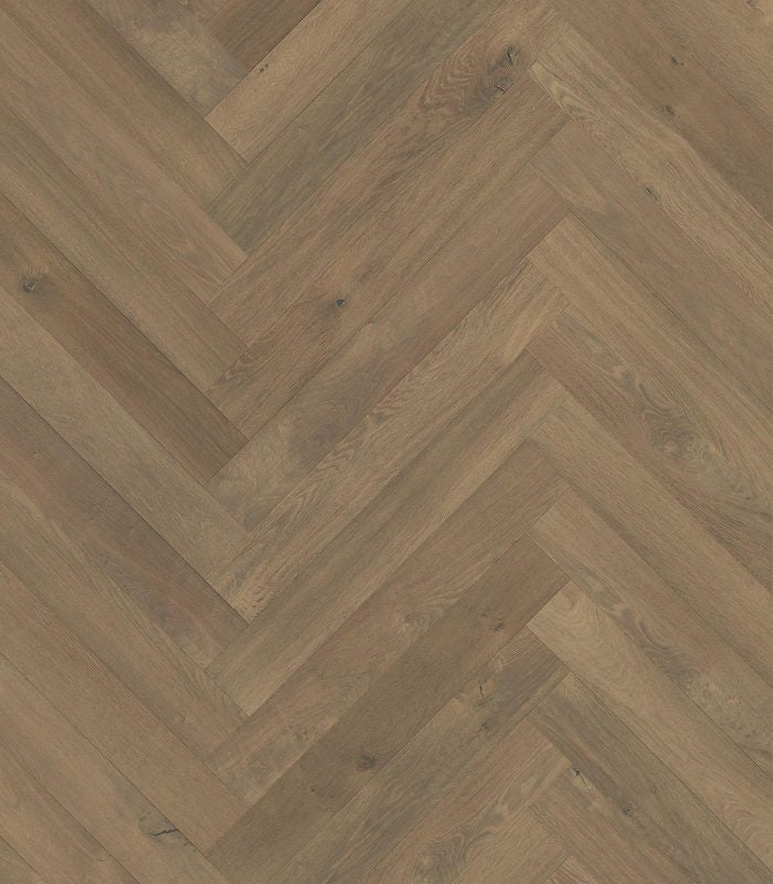 Herringbone Verbier Engineered European Oak Flooring, 4.7" x 33" Planks, 9/16" Thick, Warm Grey, UV Oil or Urethane Finish