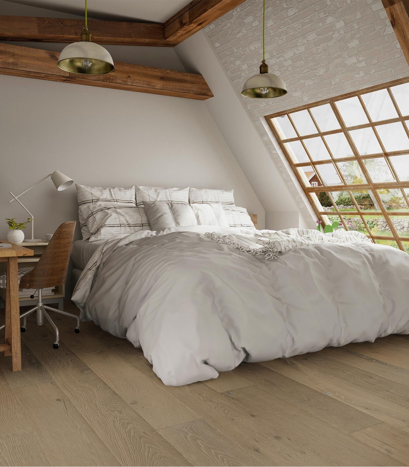 Tallinn Engineered Western European Oak Flooring, 7.5"-11.5" Wide, 72"-96" Long, 9/16" to 7/8" Thick, Hand-Brushed Gray