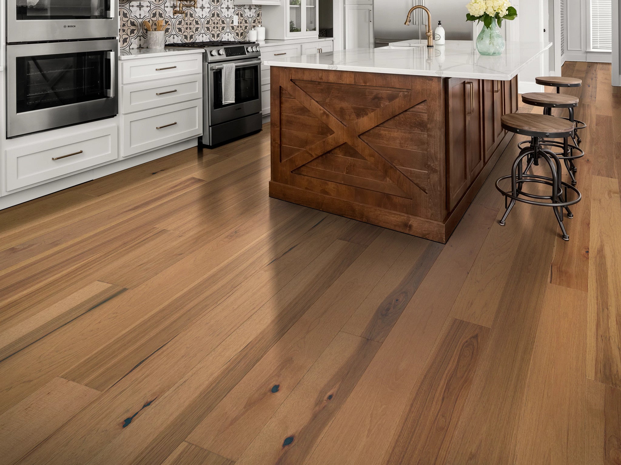 Shaw Floors Exploration Hickory Engineered Hardwood 6.38" Wide Plank - Dune, Water-Resistant, Repel Finish