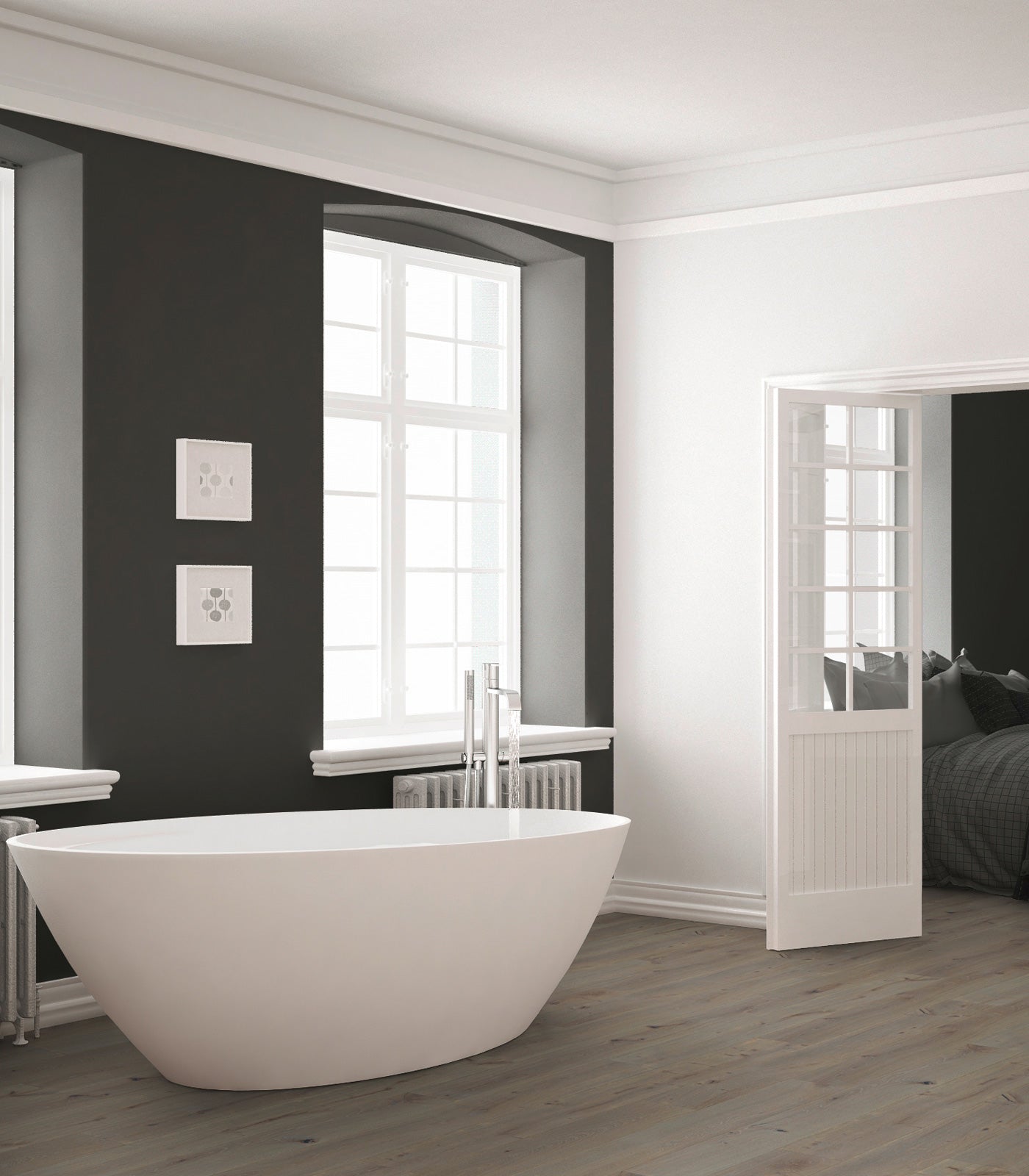 Whitsundays Engineered Hardwood Flooring - Western European Oak, Warm Grey, Smooth/Brushed, 7.5"-11.5" W, 72"-96" L, 9/16"-7/8" Thick, Tongue & Groove/5G