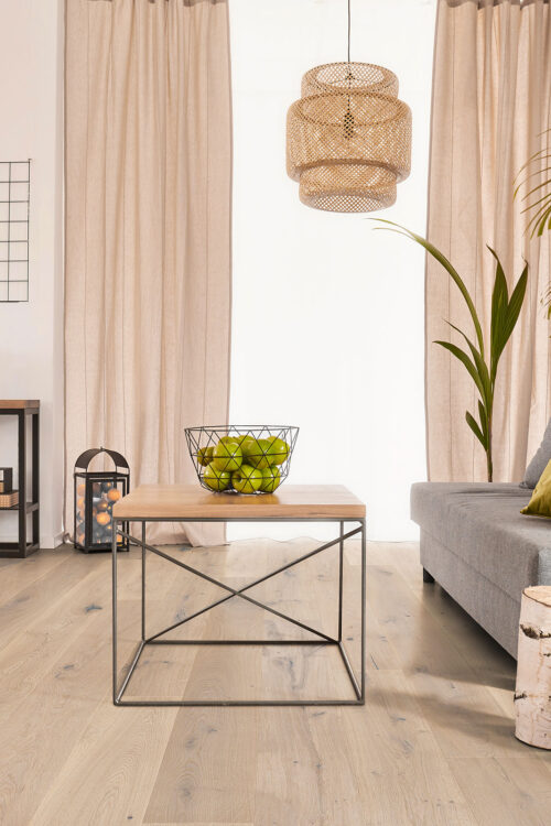 Andes Hardwood Flooring - White Hand-Scraped, Wire-Brushed, 7½", 9½", 11½" Wide, 72"-96" Long, 9/16"-7/8" Thick