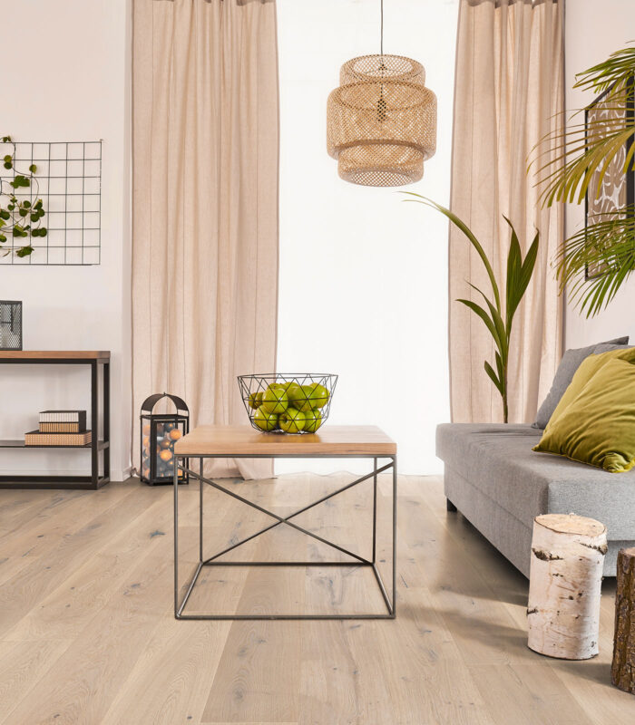 Andes Hardwood Flooring - White Hand-Scraped, Wire-Brushed, 7½", 9½", 11½" Wide, 72"-96" Long, 9/16"-7/8" Thick