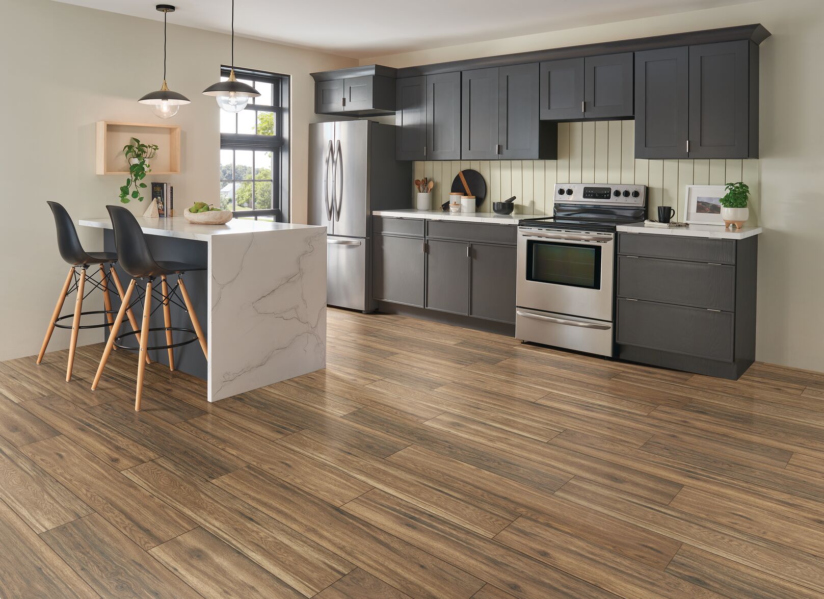 Storybook Forest 8.03" Wide Hickory TimberTru Flooring, 12mm Thick, 47.6" Planks, Reddish Brown, Low Gloss