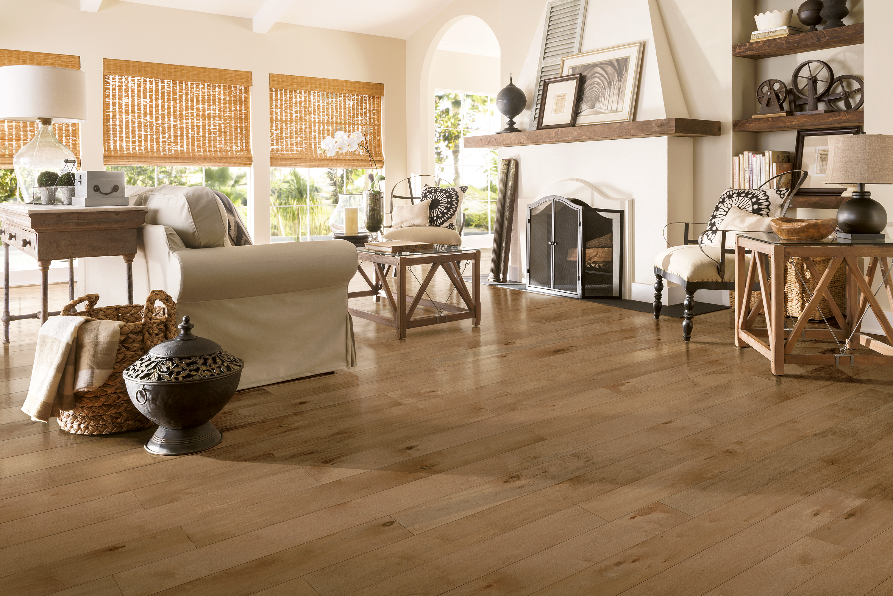 Tudor Tan 6.5" Maple Engineered Hardwood - Wide Plank, Low Gloss, Stain & Scratch Resistant, Early Canterbury Collection