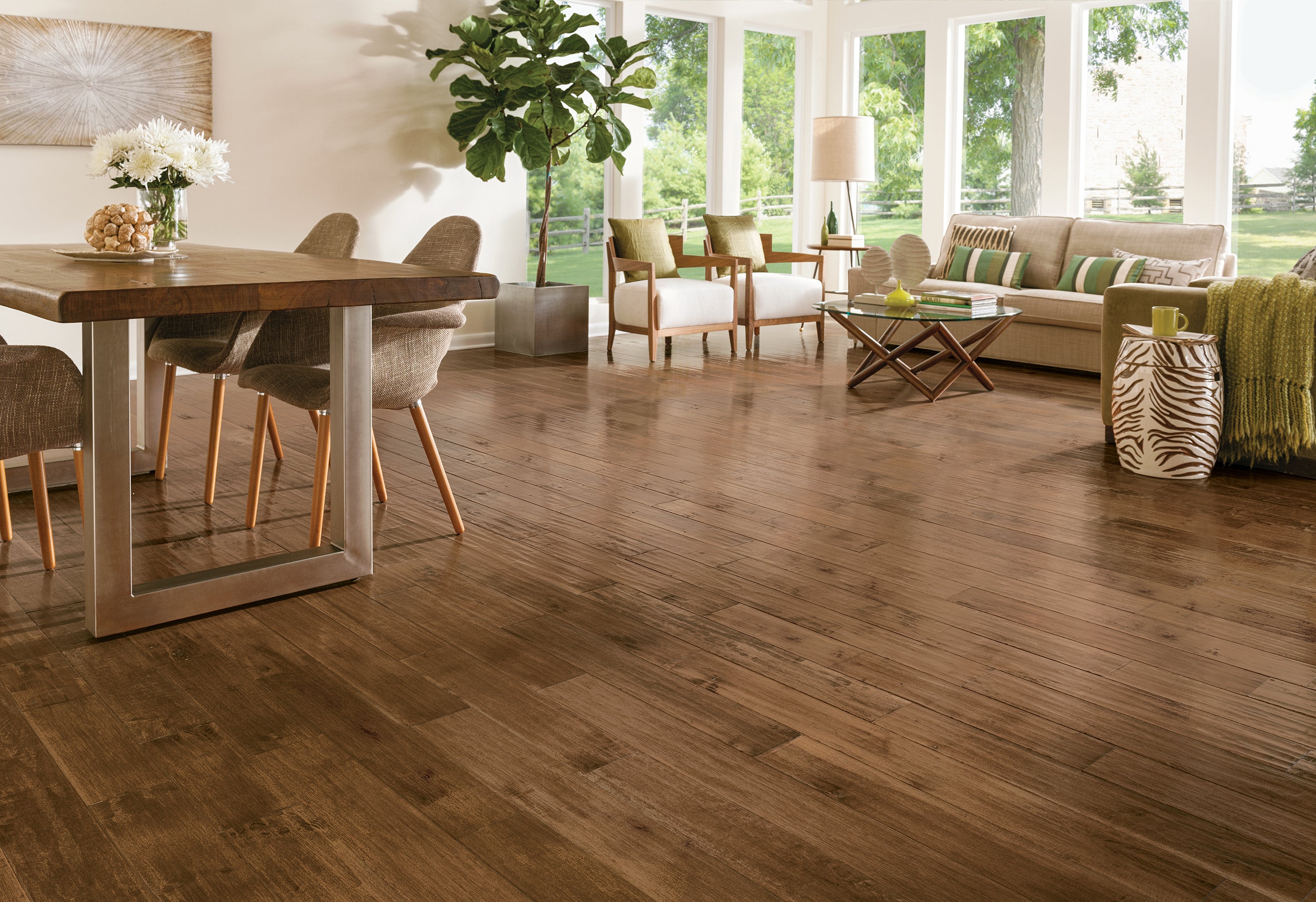 Hill Country 4" Wide Reddish Brown Maple Solid Hardwood Flooring, 3/4" Thick, Varying Lengths, Low Gloss Finish - ShippingFloors
