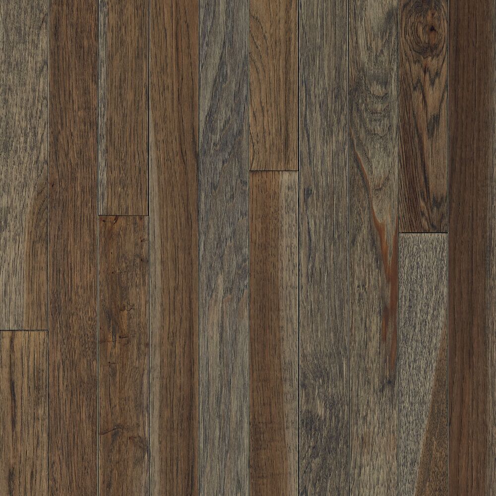 American Treasures Beach Cove 2-1/4" Wide Hickory Solid Hardwood Flooring, 3/4" Thick, Dark Brown Low Gloss Finish - ShippingFloors