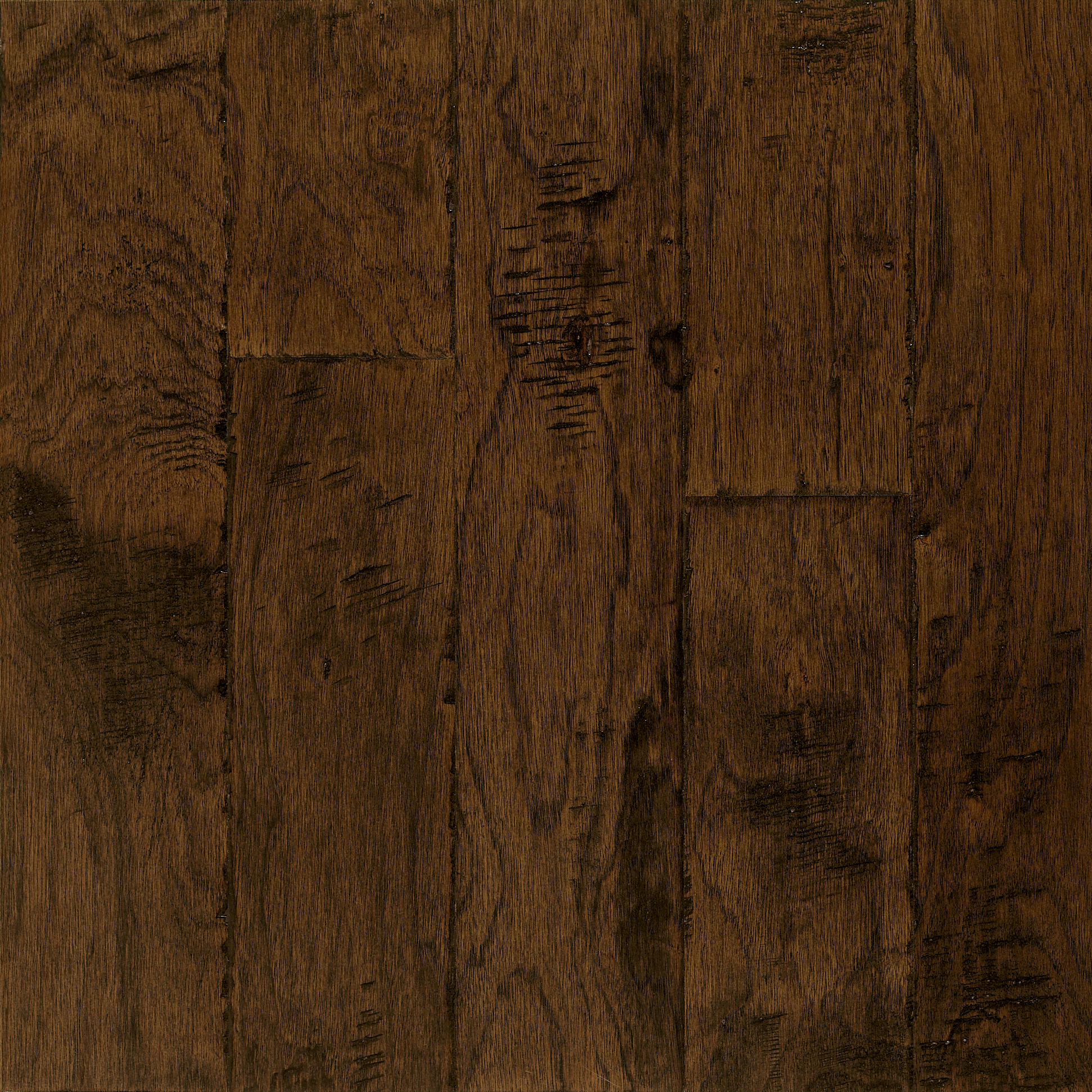 Brushed Tumbleweed 5" Wide Hickory Engineered Hardwood Flooring, 3/8" Thick, Medium Brown Hand-Scraped Planks - ShippingFloors