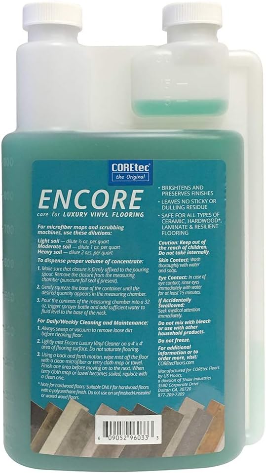ENCORE 03Z78 Floor Cleaner Care for Luxury Vinyl Flooring Concentrate 32 oz (Refills 16x) - ShippingFloors