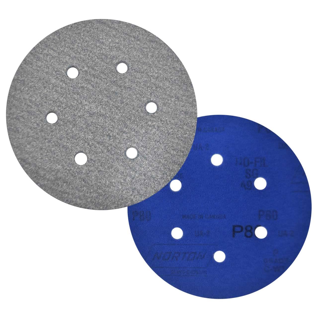 Norton 66261140527 6 in. Dry Ice A975 No-Fil Ceramic Alumina Paper Hook & Loop Vacuum Discs, Coarse, P80 Grit, 50 Pack - ShippingFloors