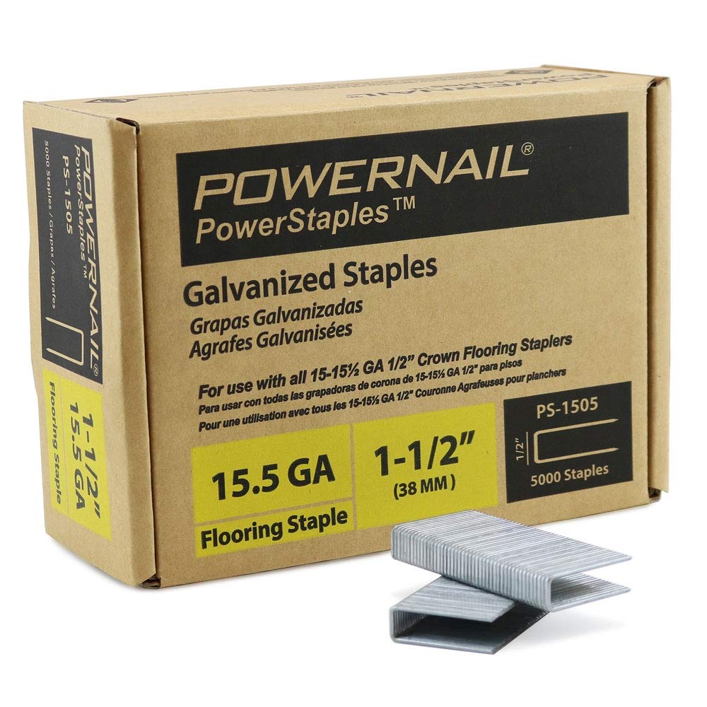 Powernail 15.5 Gauge 1-3/4 Inch Length 1/2 Inch Galvanized Staples