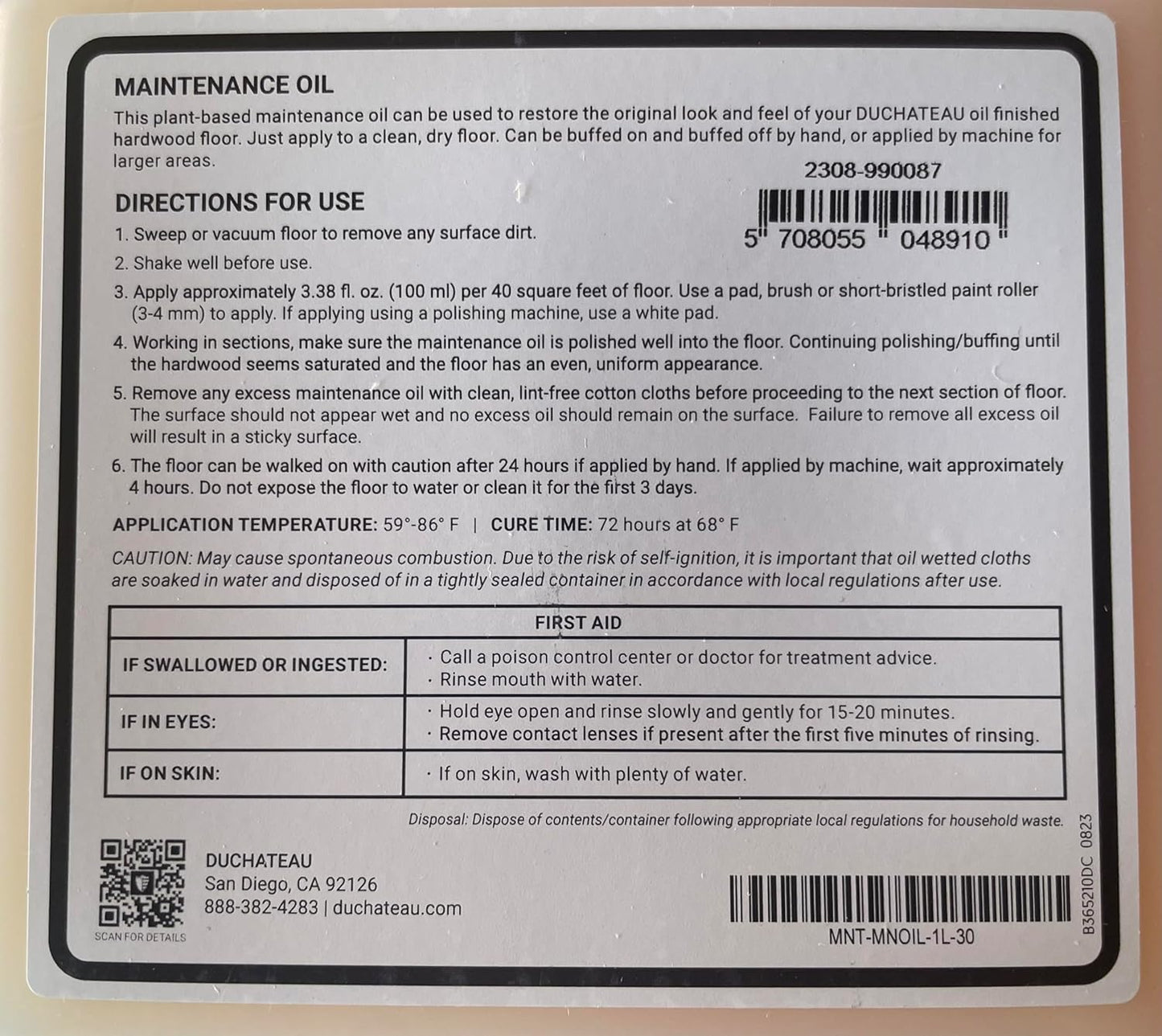 DuChateau Clear Maintenance Oil - ShippingFloors