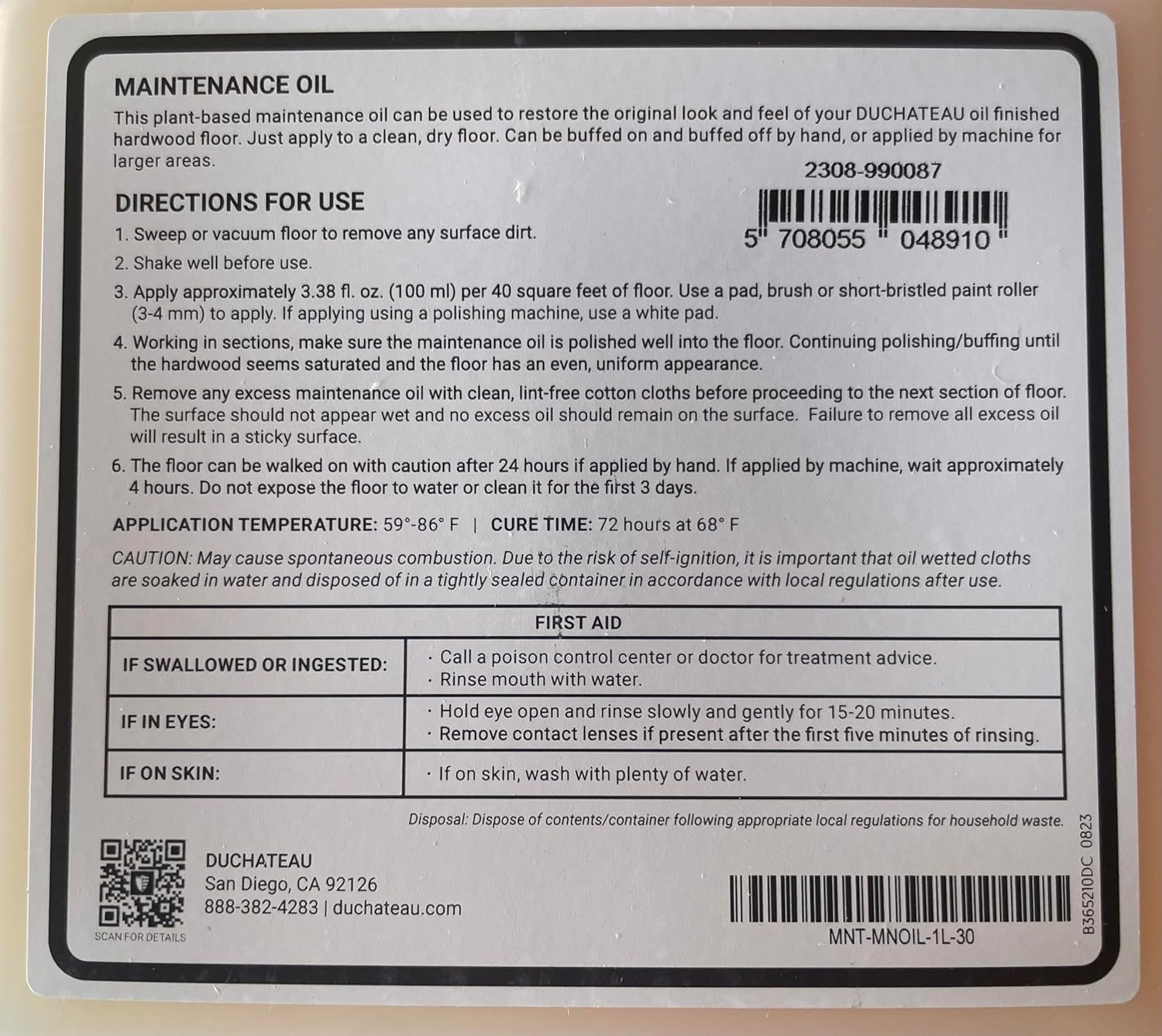 DuChateau Clear Maintenance Oil - ShippingFloors