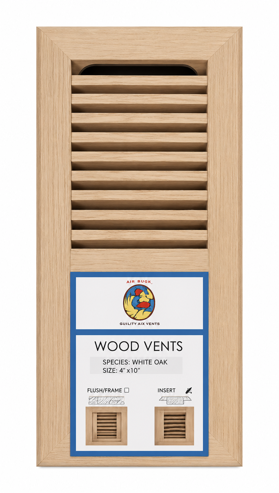 4' X 10' WHITE OAK INSERT TRIMLINE UNFINISHED (W/ EZ DAMPER) AIR-DUCK