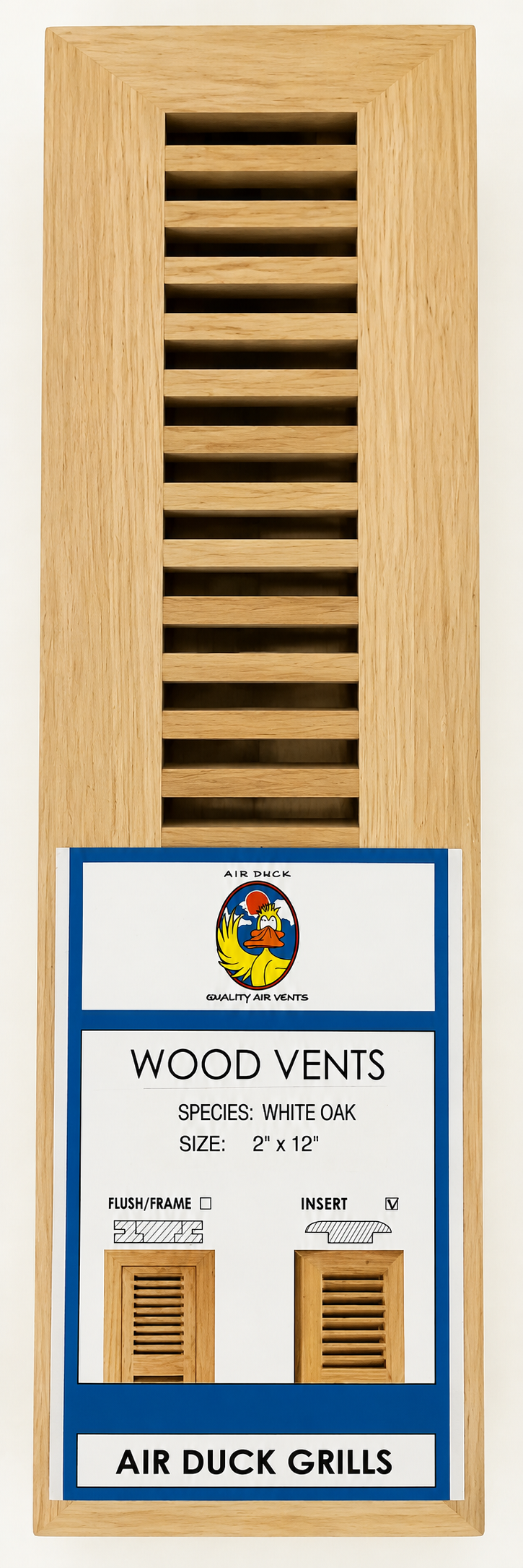 2' X 12' WHITE OAK INSERT TRIMLINE UNFINISHED (W/ EZ DAMPER) AIR-DUCK