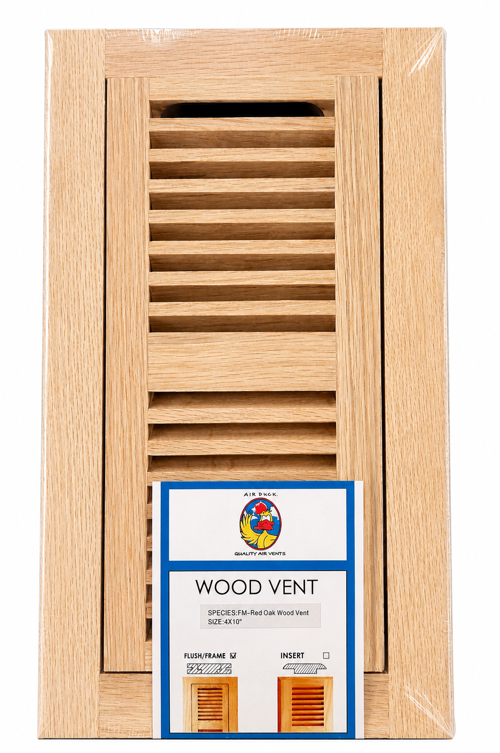 4' X 10' RED OAK FLUSH TRIMLINE UNFINISHED (W/ EZ DAMPER) AIR-DUCK