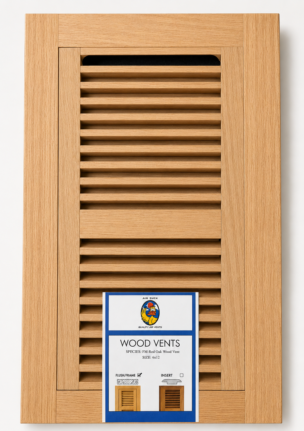 6' X 12' RED OAK FLUSH TRIMLINE UNFINISHED (W/ EZ DAMPER) AIR-DUCK