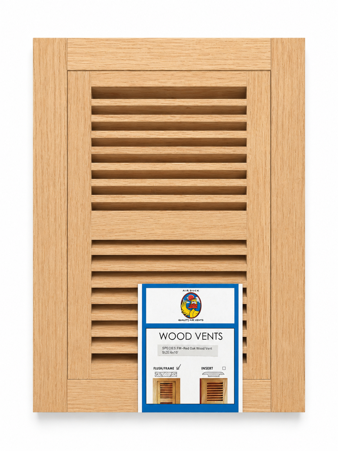 6' X 10' RED OAK FLUSH TRIMLINE UNFINISHED (W/ EZ DAMPER) AIR-DUCK