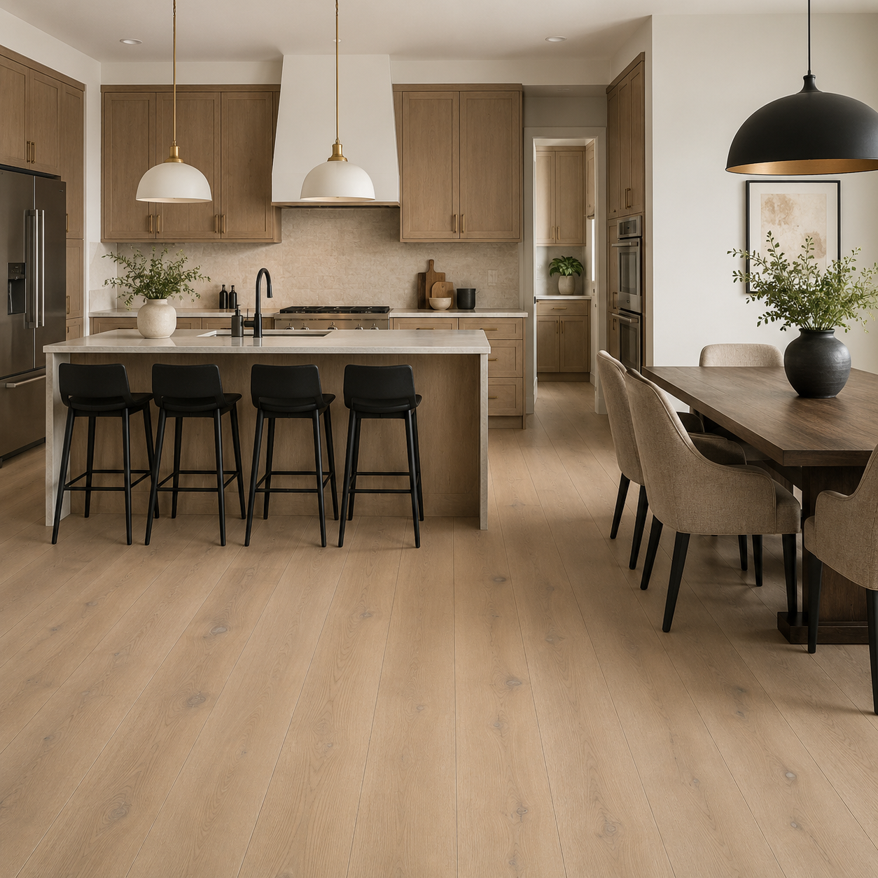 Beige White Oak Wire-Brushed Engineered Hardwood Flooring – Tongue & Groove | 5/8” x 7-5/8” x 96” with 3.5mm Top Layer (20.55 sq. ft./Case)