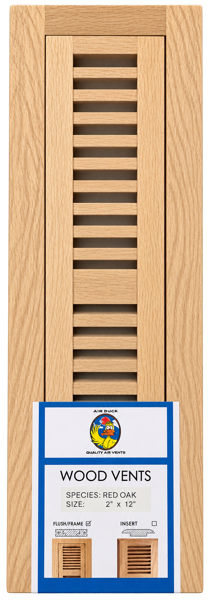 2' X 12' RED OAK FLUSH TRIMLINE UNFINISHED (W/ EZ DAMPER) AIR-DUCK - ShippingFloors