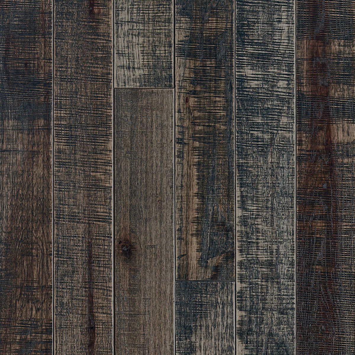 Barnwood Living Wyoming 3-1/4" Hickory Solid Hardwood Flooring, 3/4" Thick, Distressed Black Finish, Made in USA - ShippingFloors