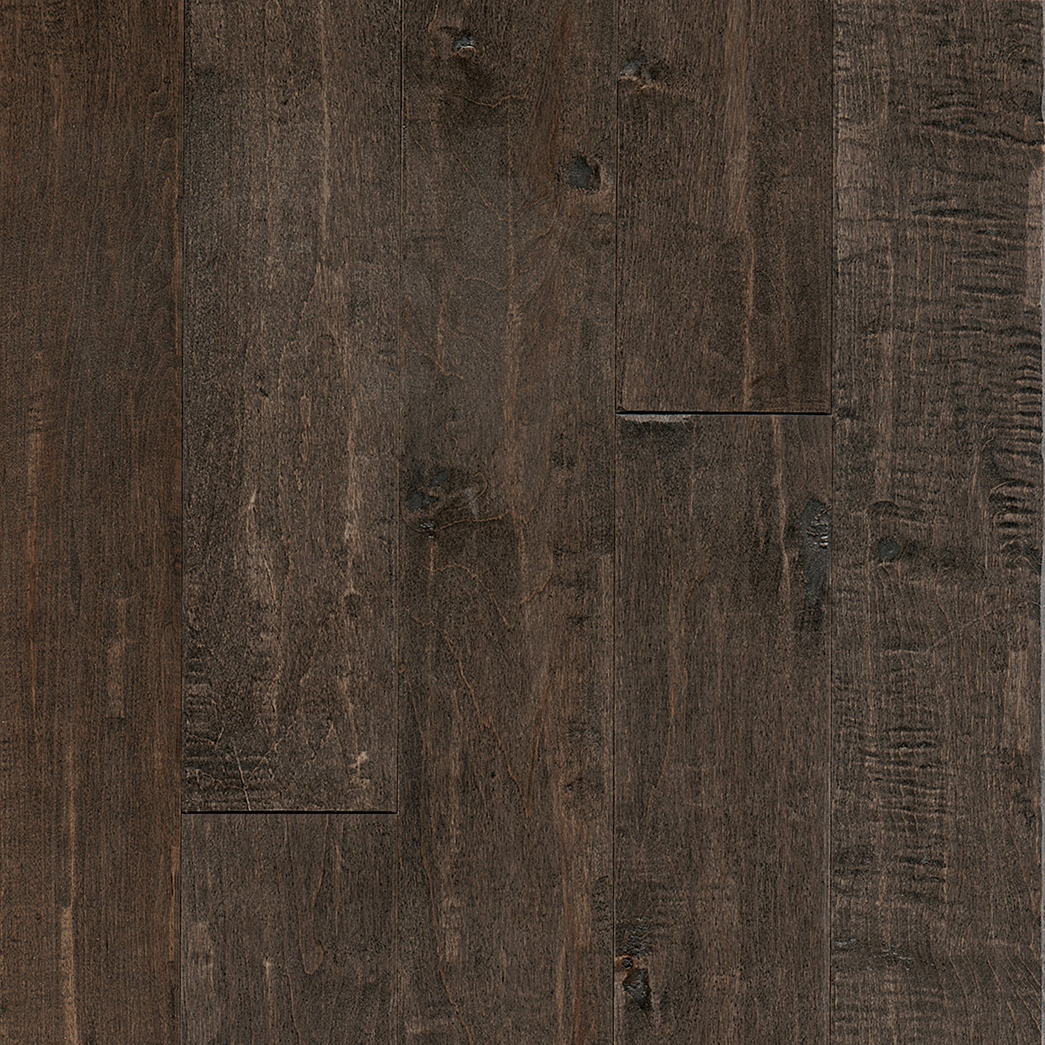 Shade Tree 4" Solid Maple Hardwood Flooring, 3/4" Thick, Micro Beveled Edges, Dark Brown, Signature Scrape Collection