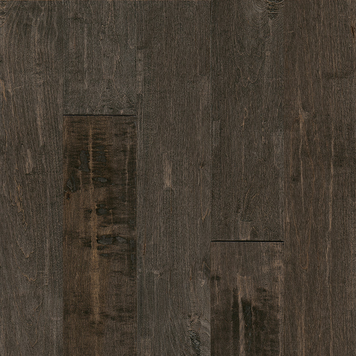 Signature Scrape Mountain Shadow 4" Wide Maple Solid Hardwood Flooring, 3/4" Thick, Low Gloss Gray Finish, Varying Lengths