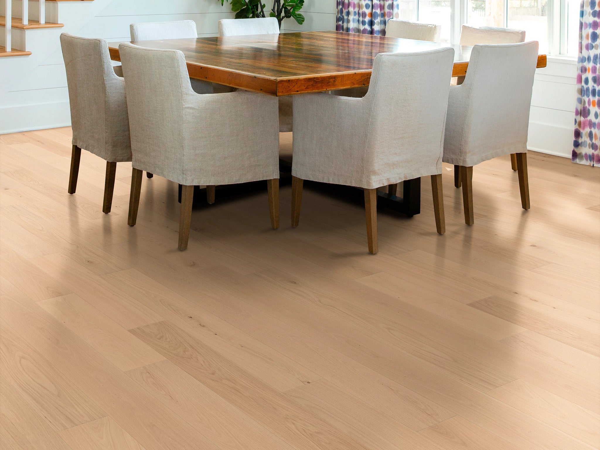 Natural Classics 7" White Oak Engineered Hardwood Flooring, 3mm Veneer, 9/16" Thick, Micro Bevel Edge, 29.12 sq.ft. - ShippingFloors
