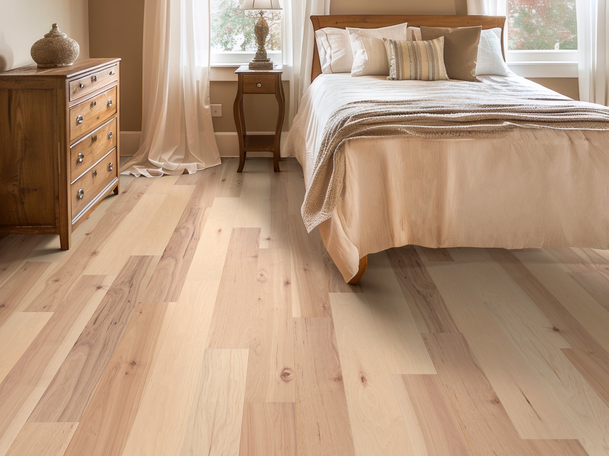Americana Hickory 7" Wide Engineered Hardwood Flooring – 1/2" Thick, Water-Resistant, Wirebrushed, Intrinsic Color - ShippingFloors