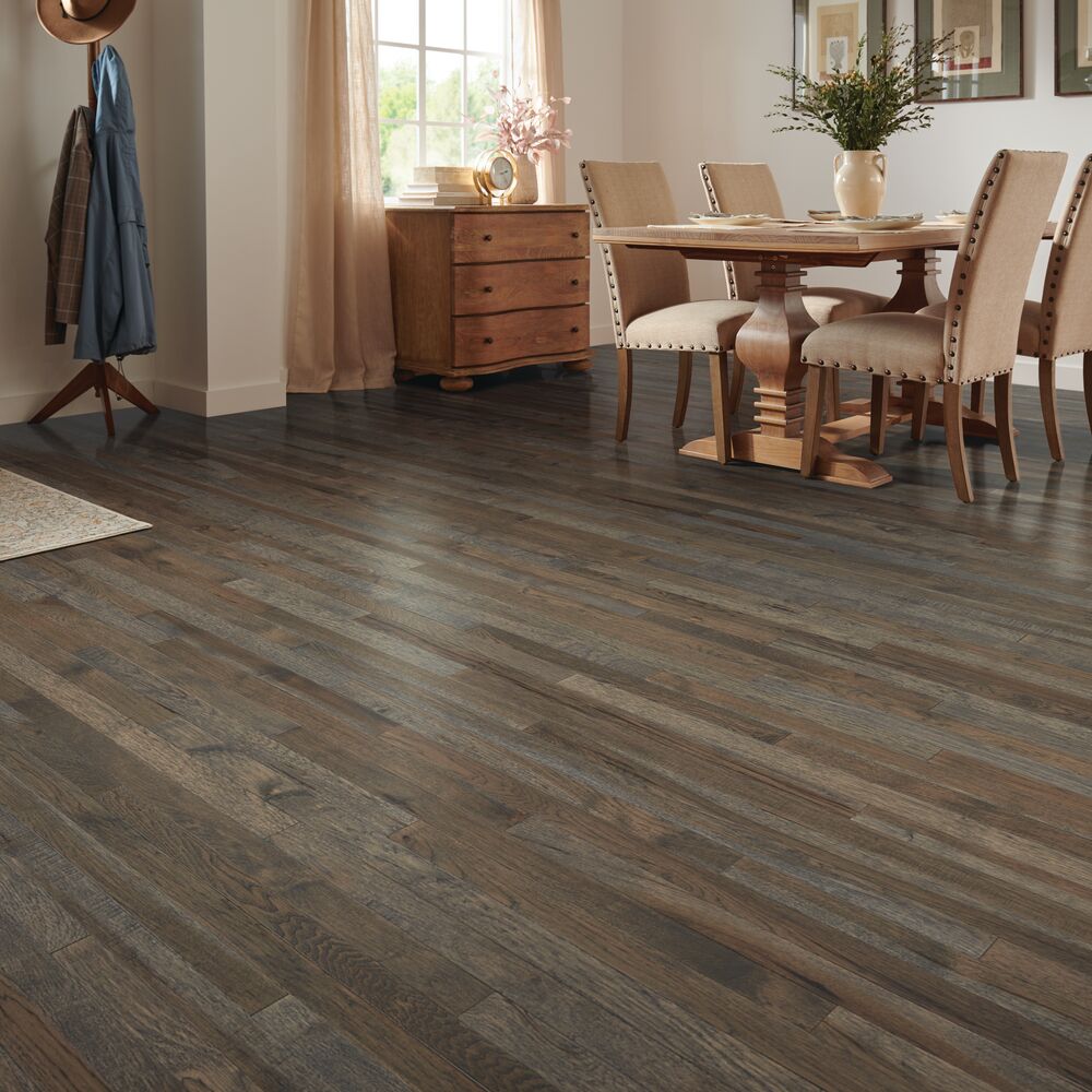 American Treasures Beach Cove 2-1/4" Wide Hickory Solid Hardwood Flooring, 3/4" Thick, Dark Brown Low Gloss Finish - ShippingFloors