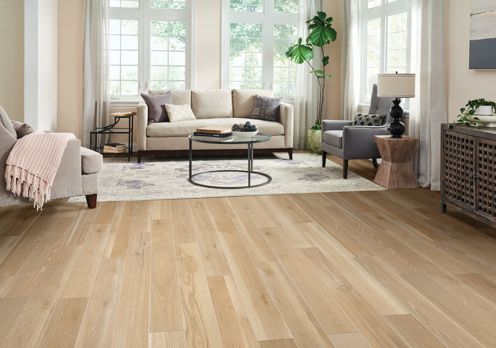 Summers Day 6.5" Wide Ash Engineered Hardwood Flooring, 7/16" Thick, Wire Brushed, Low Gloss Finish, USA Made - ShippingFloors