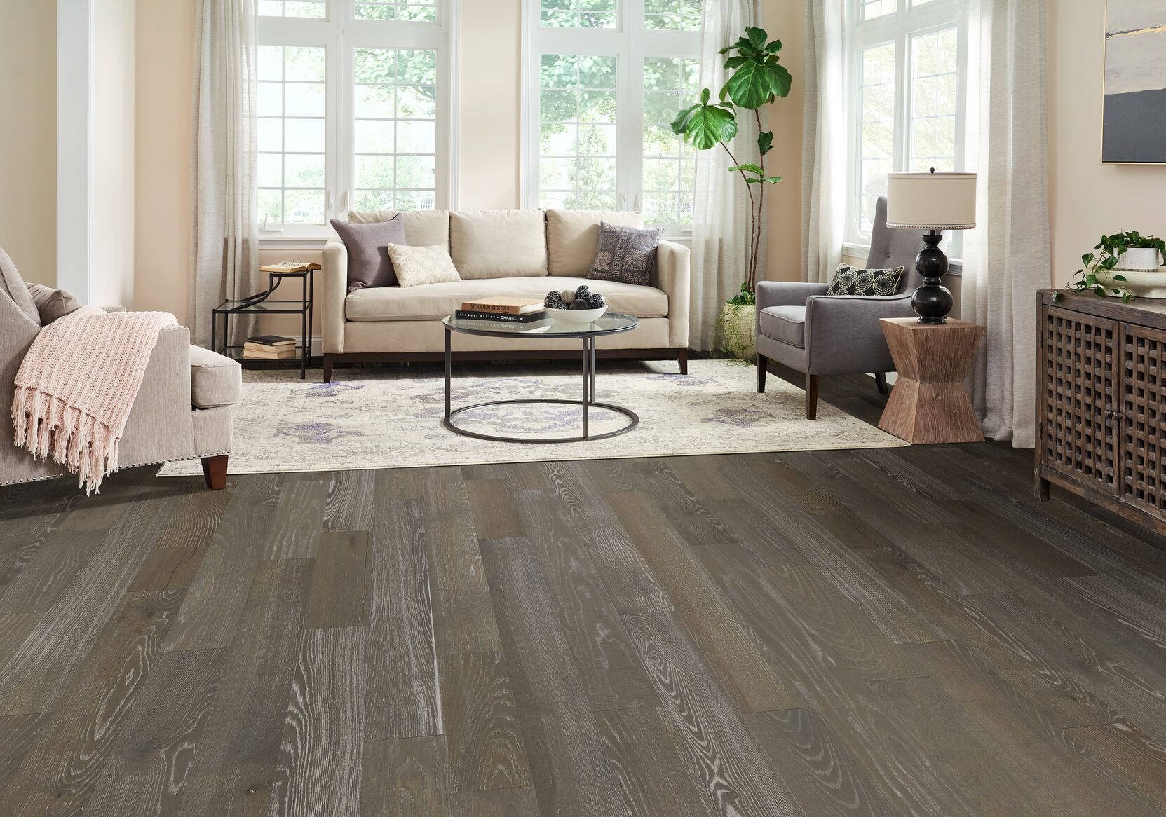 Timberline Gray 6.5" Wide Ash Engineered Hardwood Flooring, 7/16" Thick, Wire Brushed, Low Gloss Urethane Finish, 10-60" Length - ShippingFloors