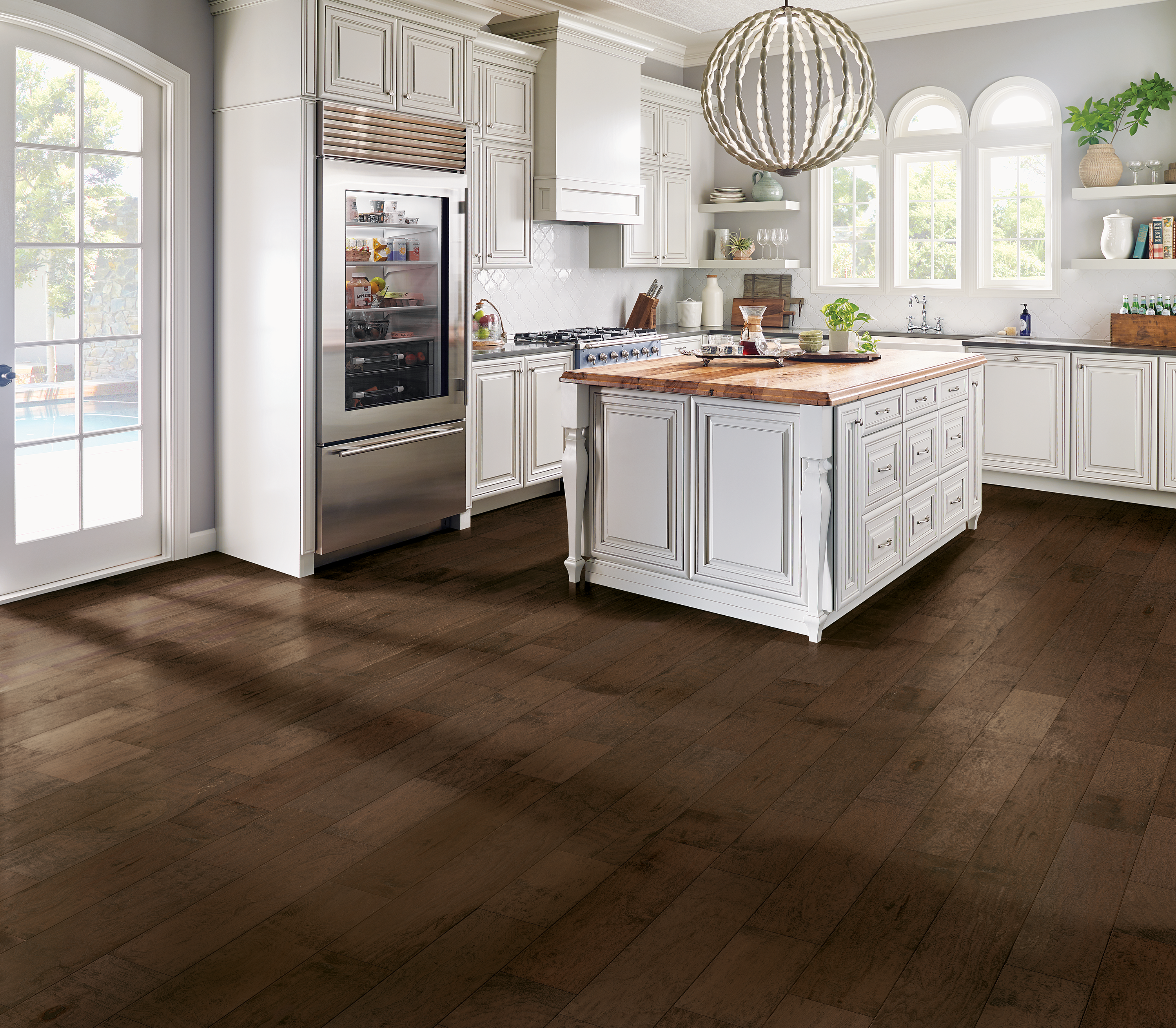 Steeple Spice 6.5" Wide Hickory Engineered Hardwood Flooring, 3/8" Thick, Hand-Scraped, Low Gloss Finish, 39.5 Sq. Ft. Box - ShippingFloors