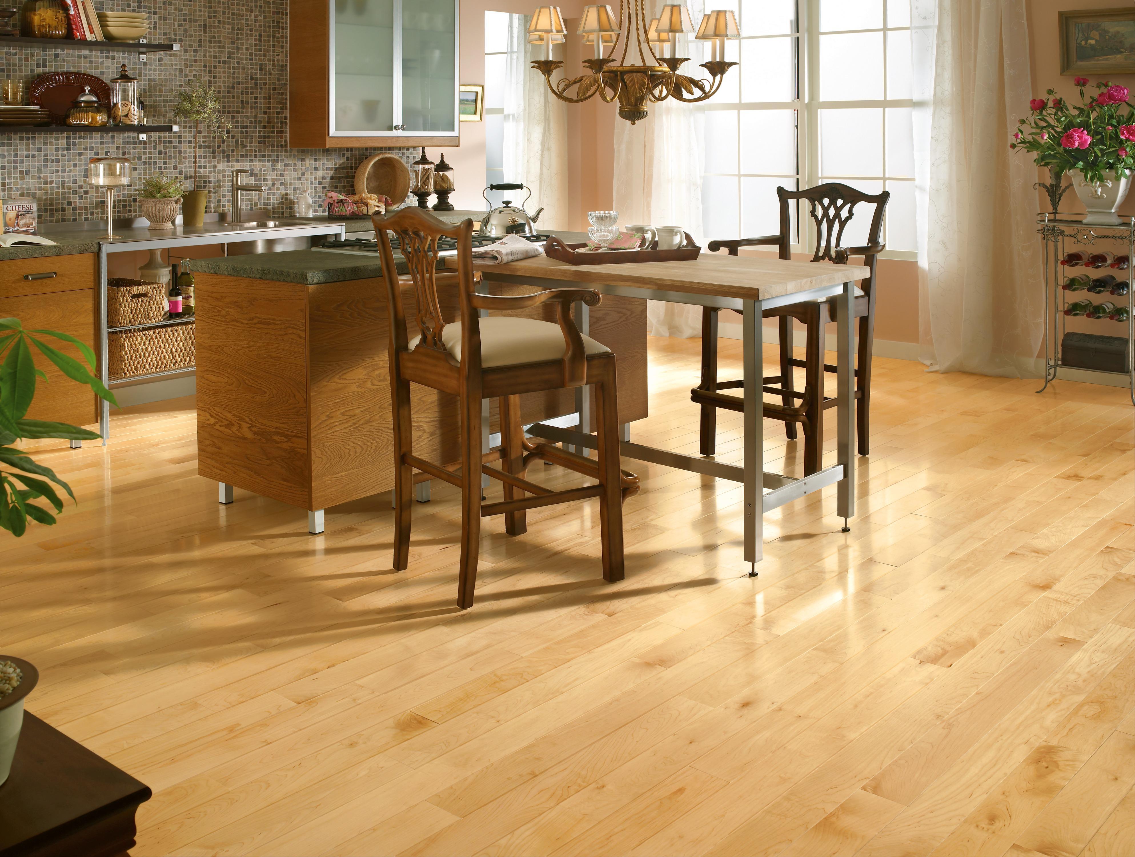 Kennedale Natural 4" Wide Maple Solid Hardwood Flooring, 3/4" Thick, 8.5"–84" Lengths, Medium Gloss Finish
