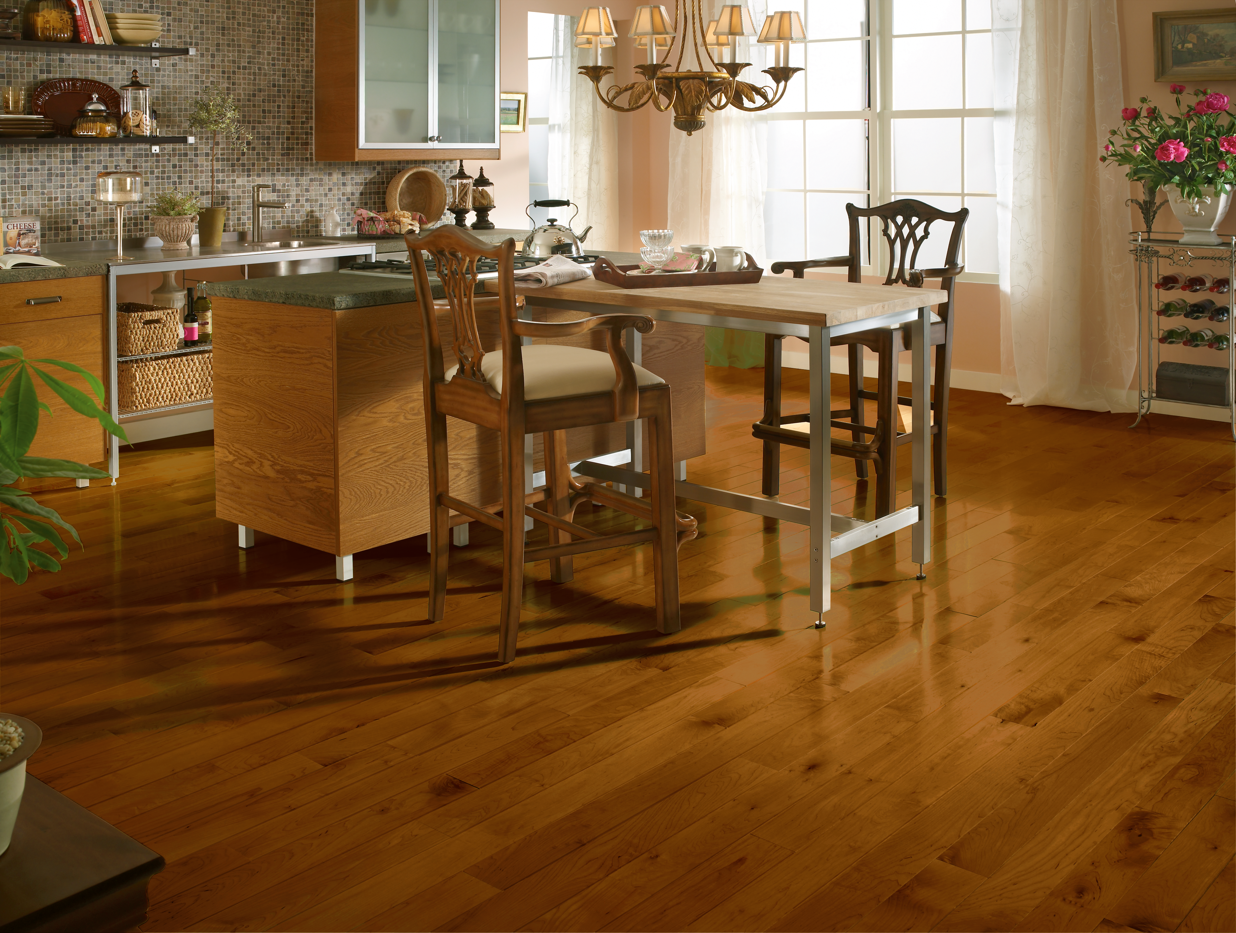 Kennedale Sumatra 4" Wide Maple Solid Hardwood Flooring, 3/4" Thick, Medium Brown, Urethane AIOx Finish, Made in USA