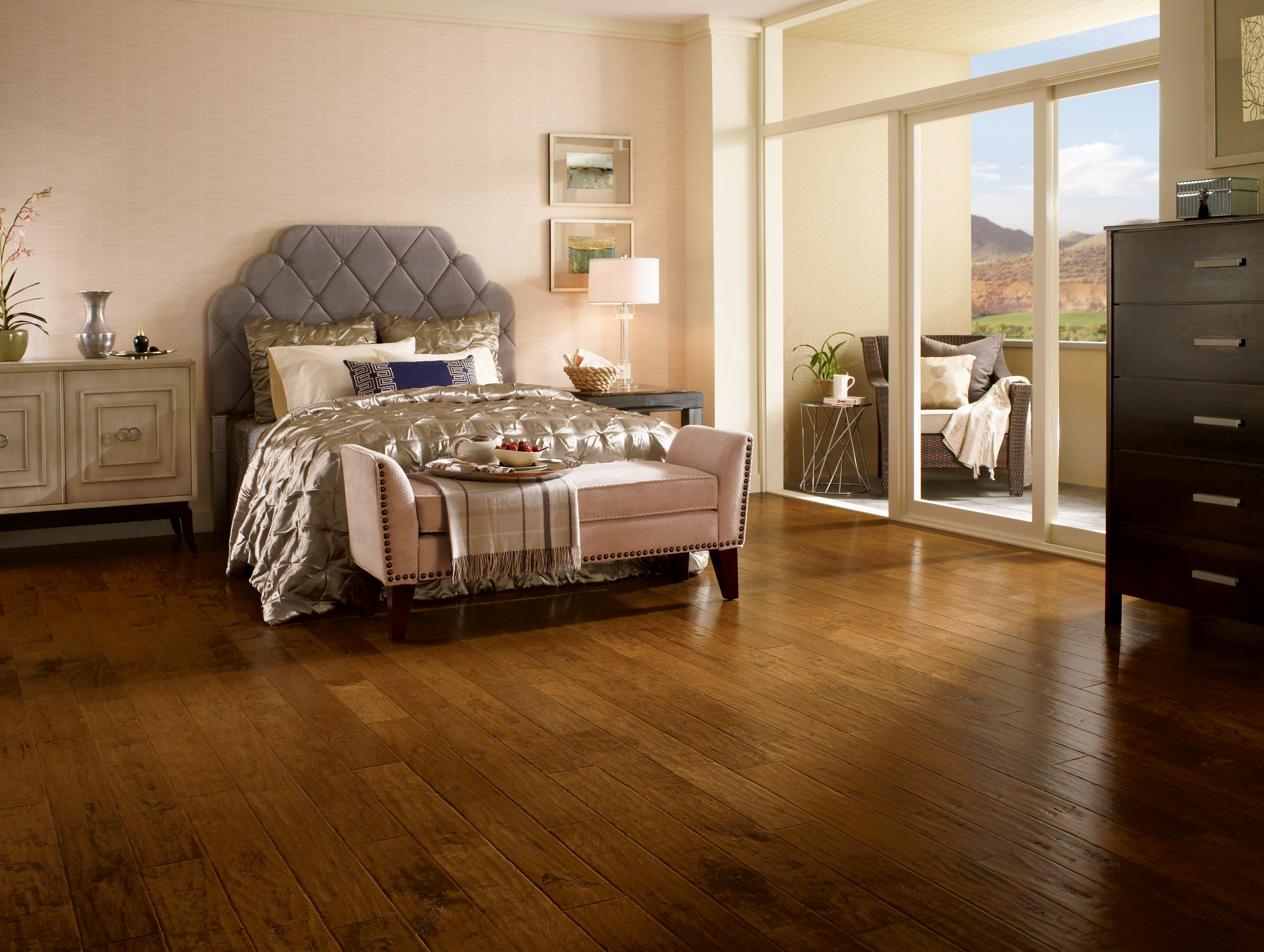 Tahoe 5" Wide Hickory Engineered Hardwood Flooring, 3/8" Thick, Hand Scraped, Medium Brown, 10"-60" Lengths - ShippingFloors