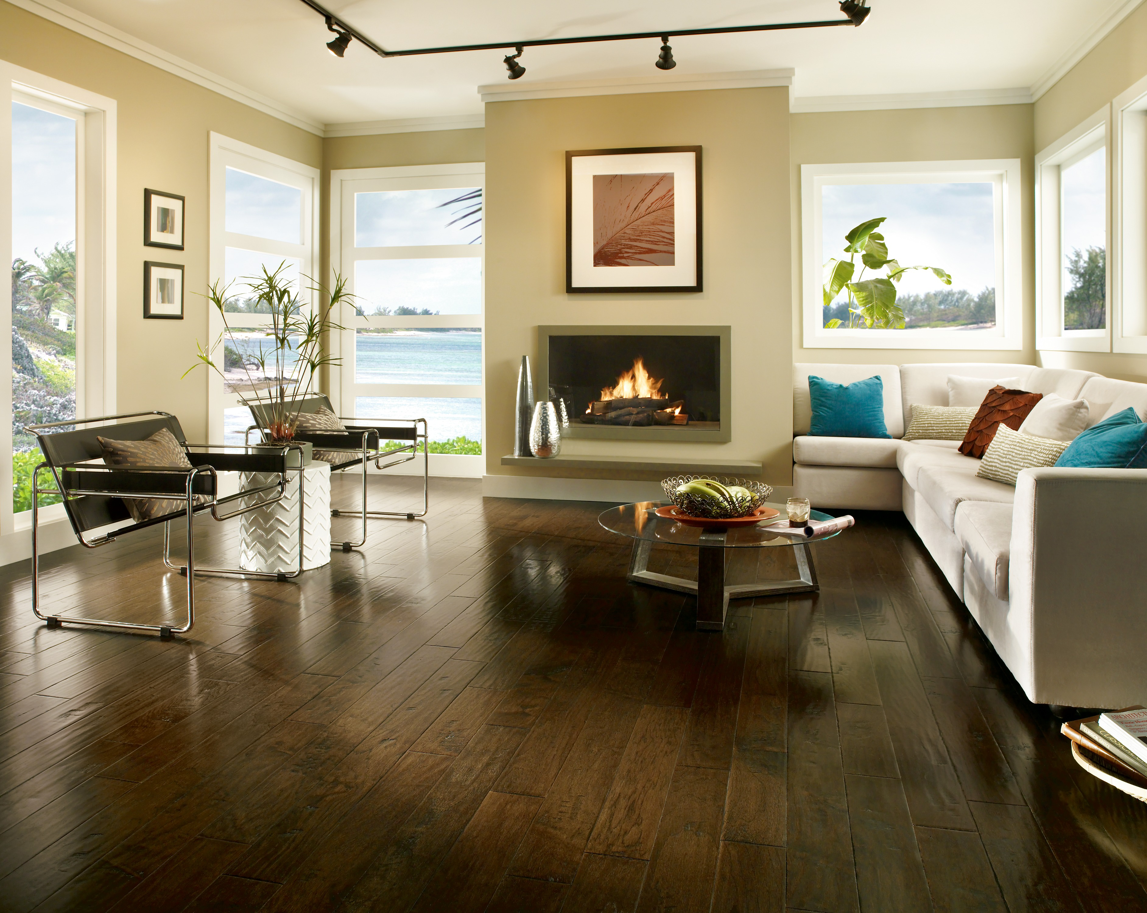 Brushed Tumbleweed 5" Wide Hickory Engineered Hardwood Flooring, 3/8" Thick, Medium Brown Hand-Scraped Planks - ShippingFloors