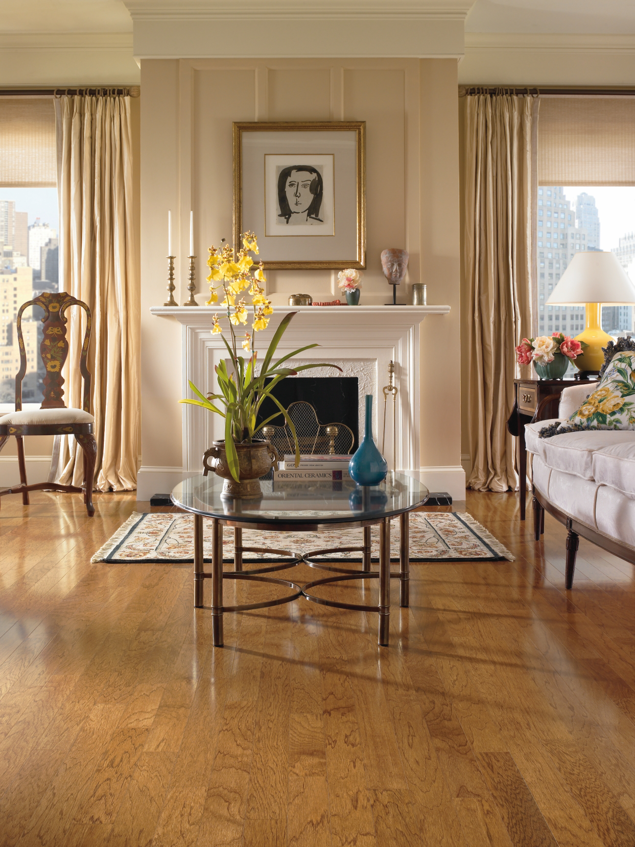 Golden Spice 5" Wide Hickory Engineered Hardwood Flooring, 3/8" Thick Planks, 10"-48" Lengths, Medium Gloss Finish