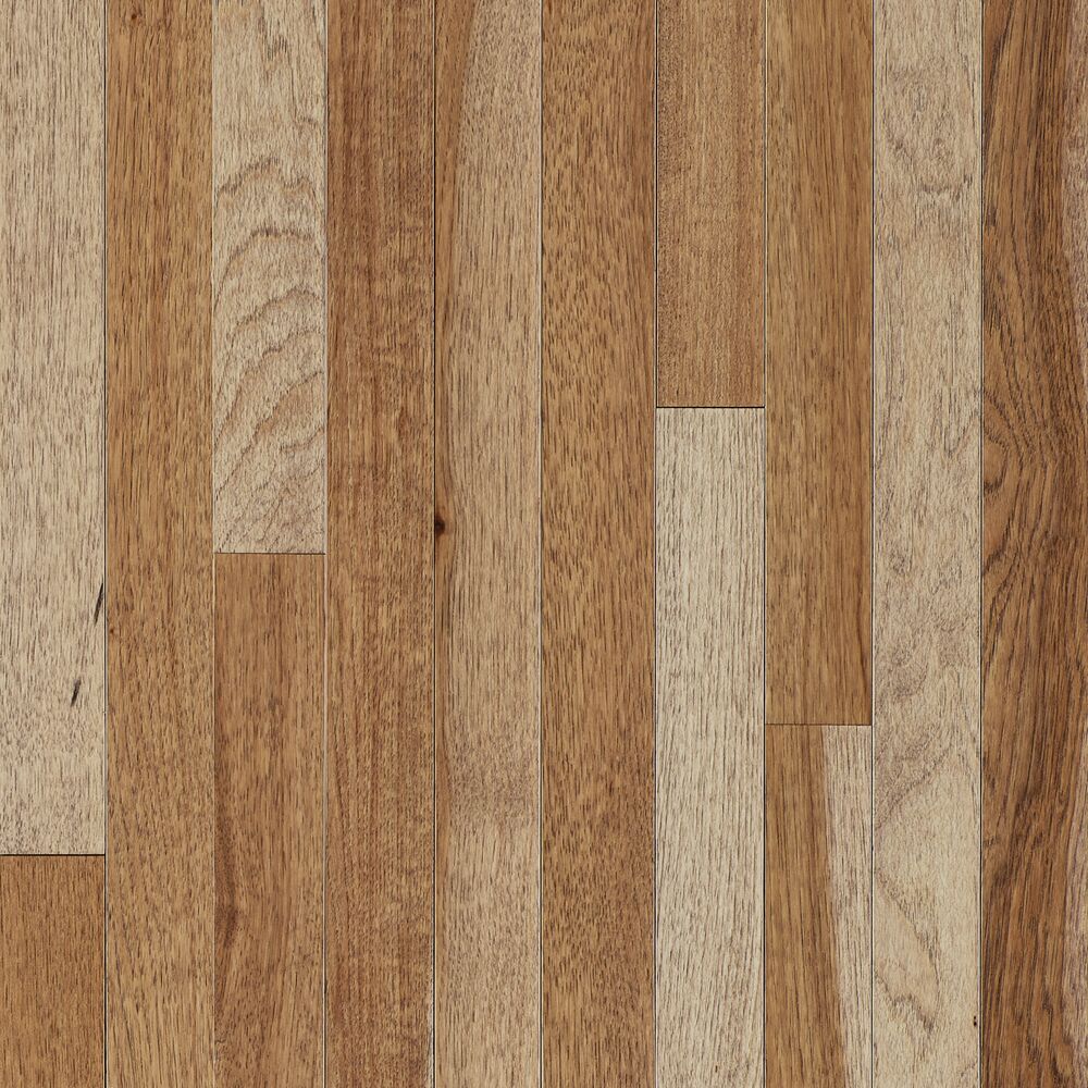 Warm Evening 2-1/4" Wide Hickory Solid Hardwood Flooring - 3/4" Thick, Micro Edge, Low Gloss AIOx Finish, 20 sq ft/box - ShippingFloors
