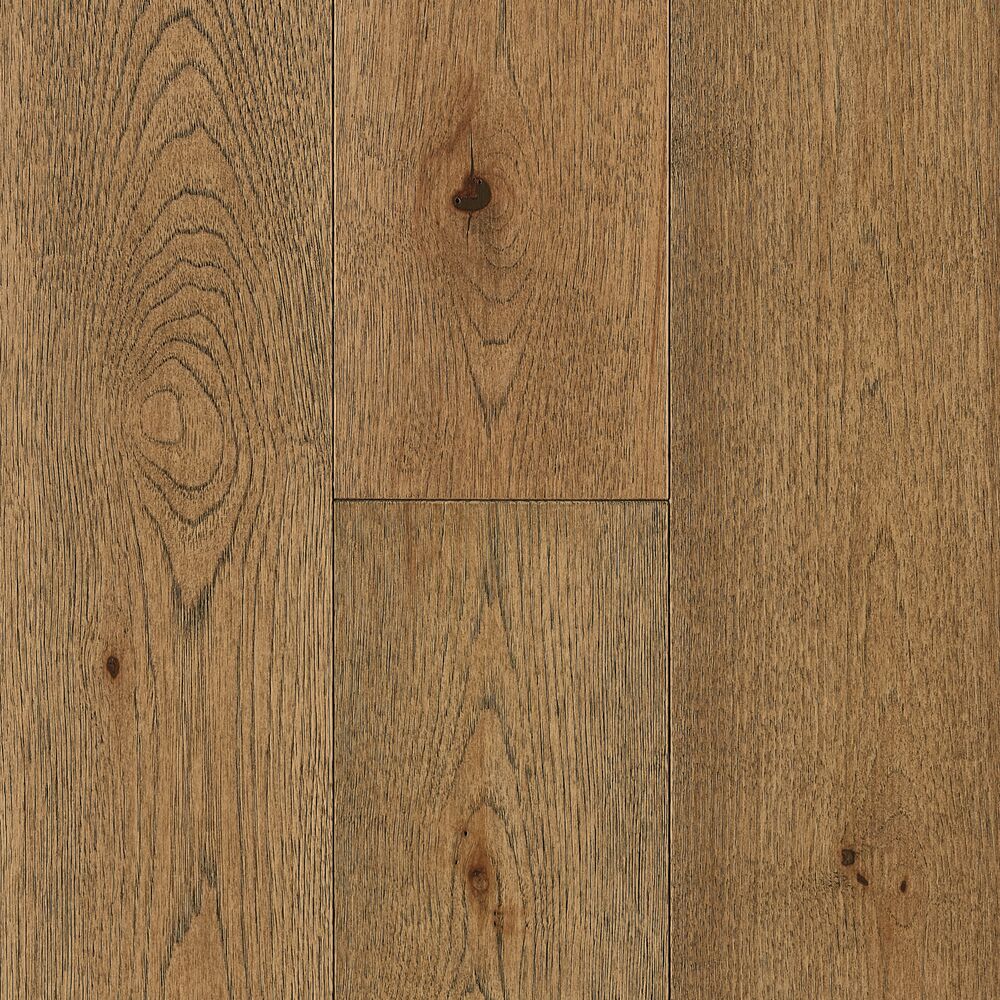 Calming Tea Hickory Engineered Hardwood Flooring - 7-7/16" Wide Planks, Wire Brushed, Low Gloss Finish, 15.54 sq ft/box - ShippingFloors