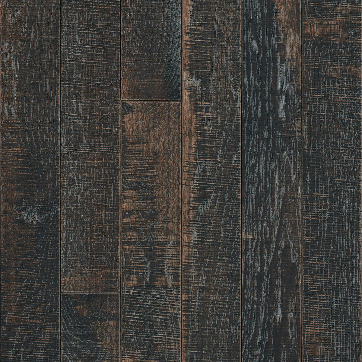 Barnwood Living Jefferson 3-1/4" Wide Hickory Solid Hardwood Flooring, 3/4" Thick, Distressed Dark Brown, 22 sq. ft. Box - ShippingFloors